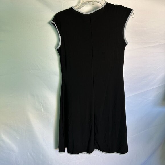 Women's Nik and Nash stretch sleeveless pull on Dress Size M Black gray trim - Picture 6 of 8